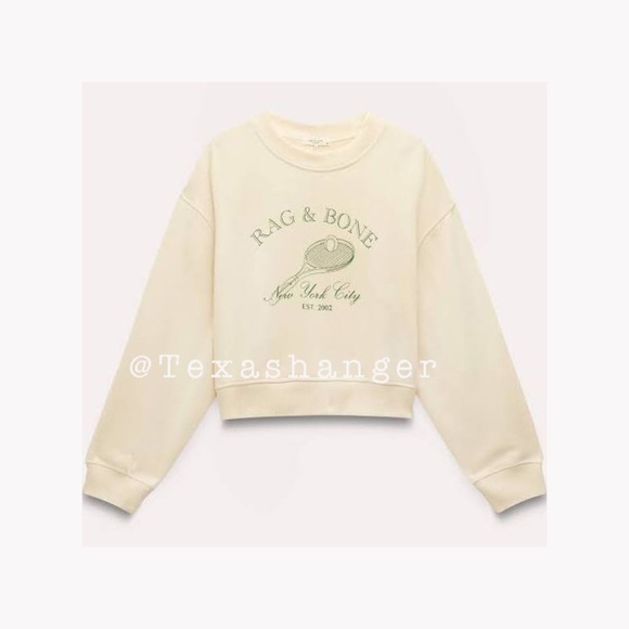 NWT Rag and Bone RB Raquet Sweatshirt M Medium Ivory - Picture 10 of 14